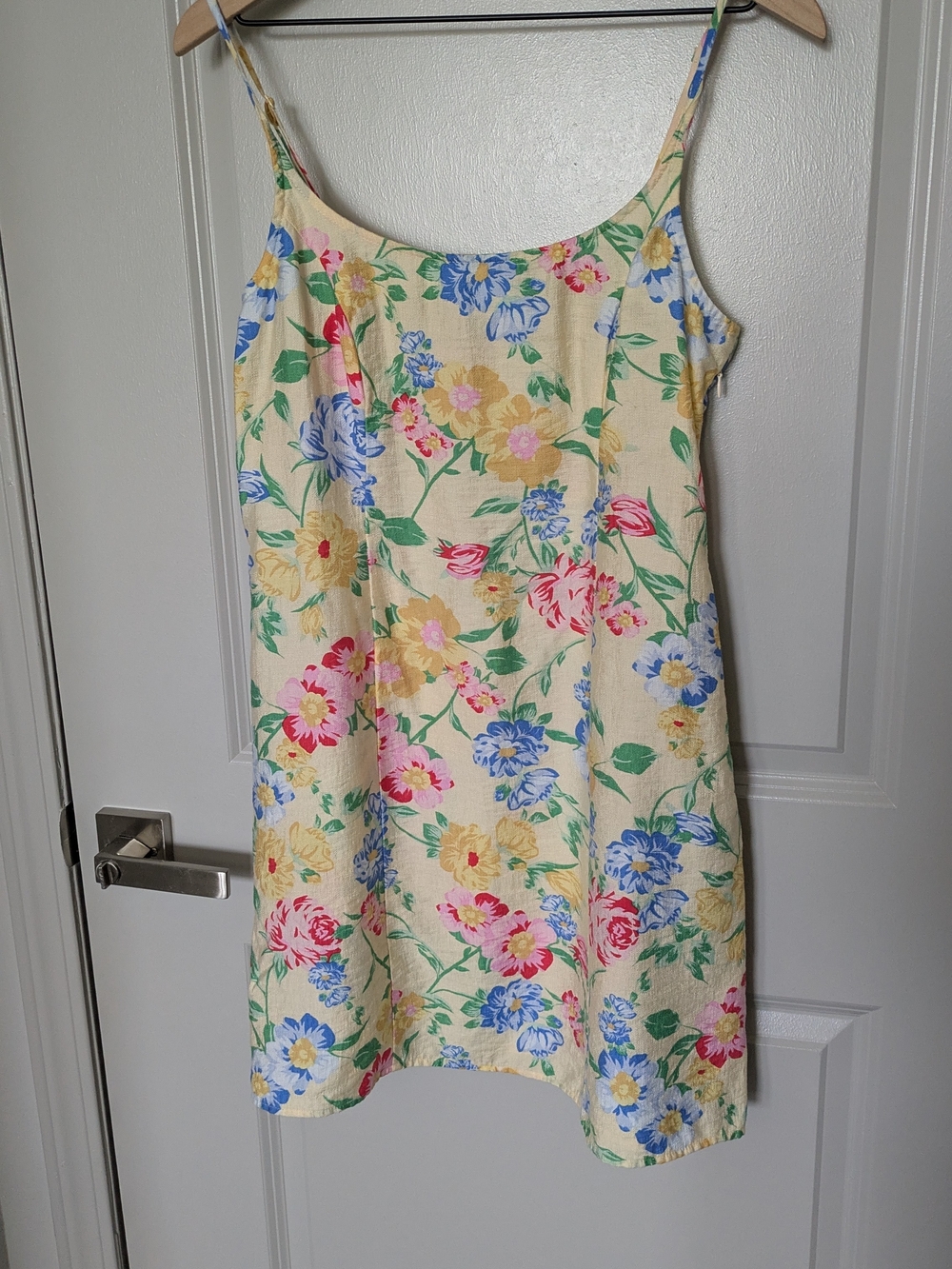 a new day Light Yellow Floral Mini Dress with Pink, Blue & Yellow Flowers